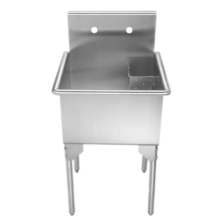 Whitehaus SS Small Sqr, Sgl Bowl Commerical Freestanding Utility Sink, SS WHLS2020-NP